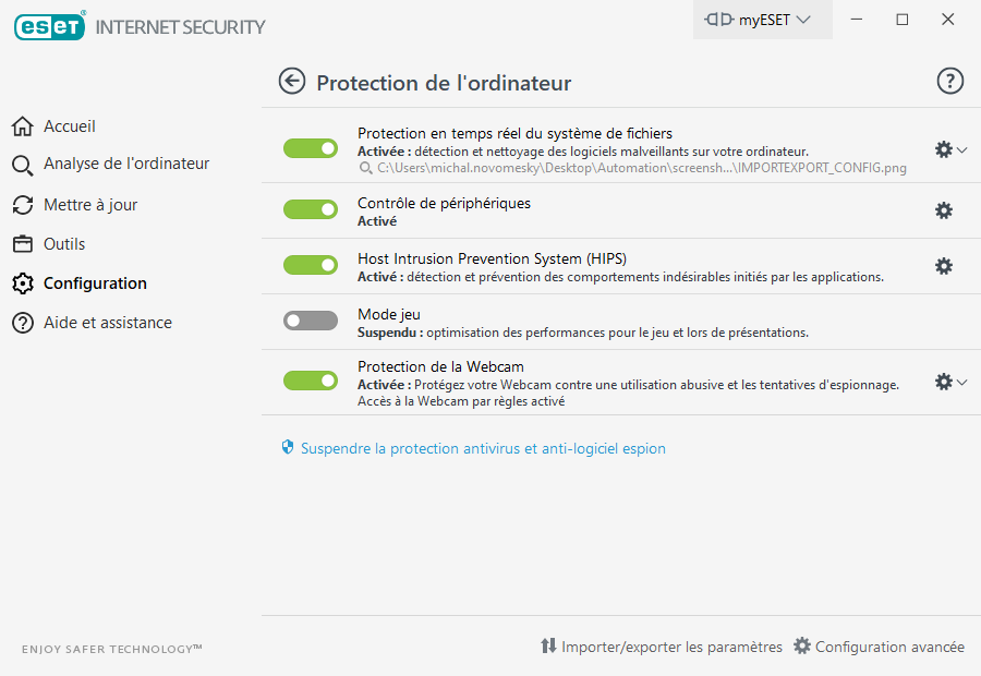 Eset fonctions